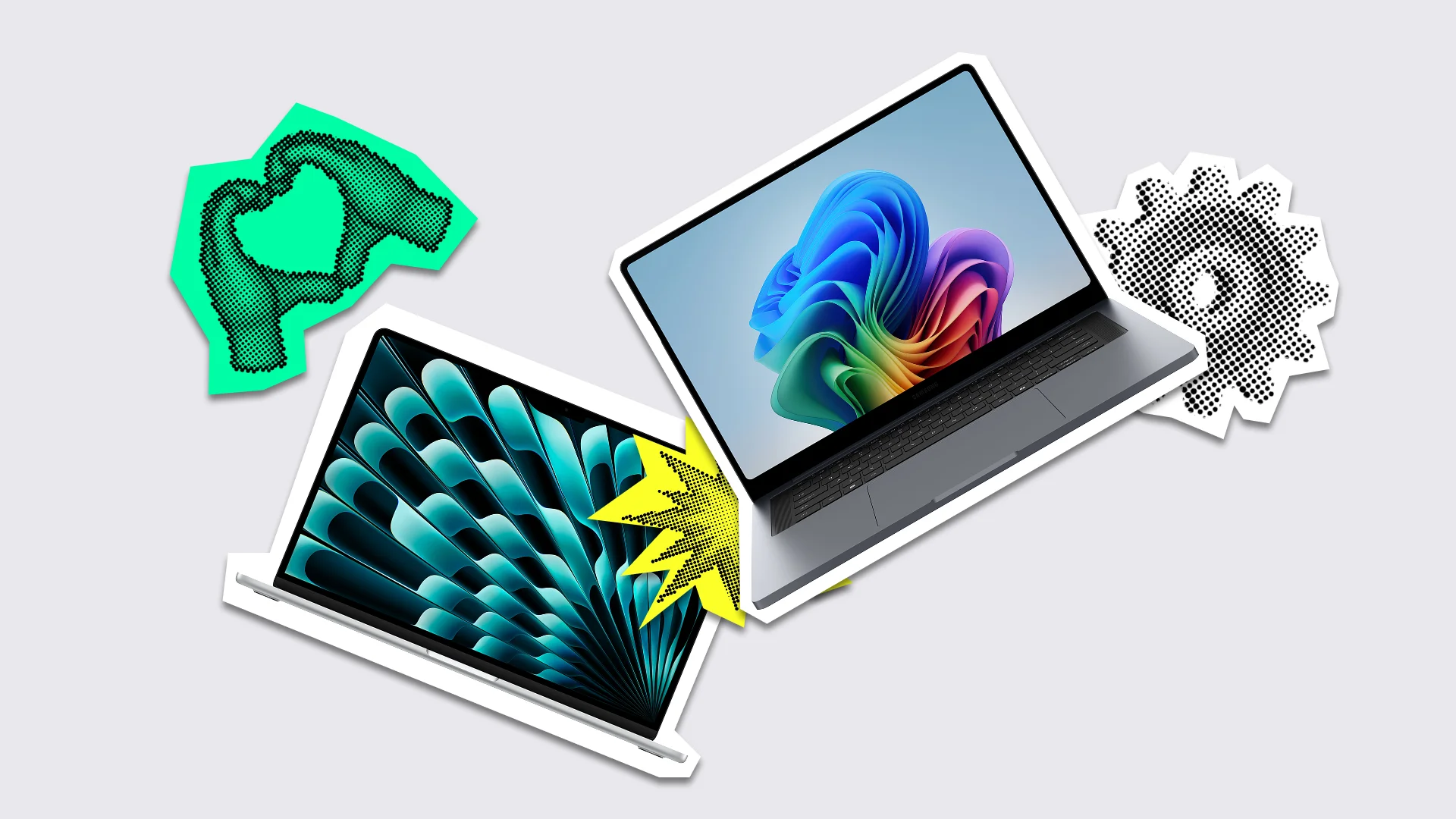 Two modern laptops shown side by side as options for different study tasks and academic fields