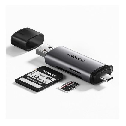 UGREEN CM185 2u1 citac kartica (USB-A + USB-C) za SD i microSD sivi (50706)