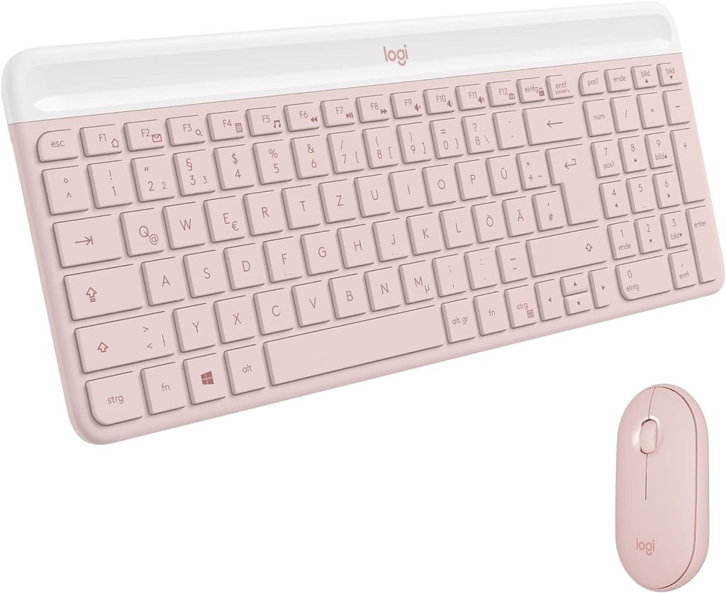 Logitech MK470 Slim Wireless Keyboard and Mouse, Rose - US